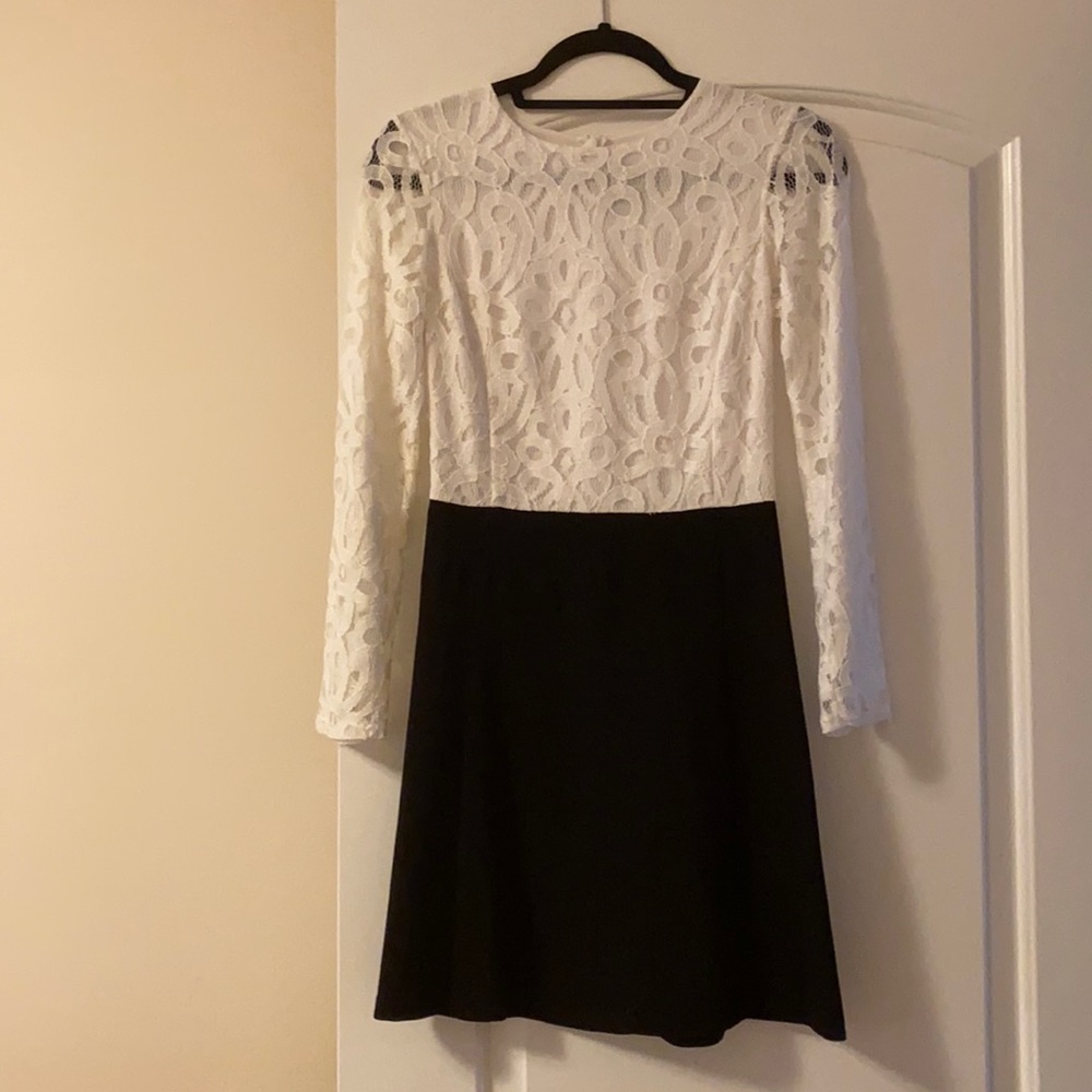 Aqua black and white dress
